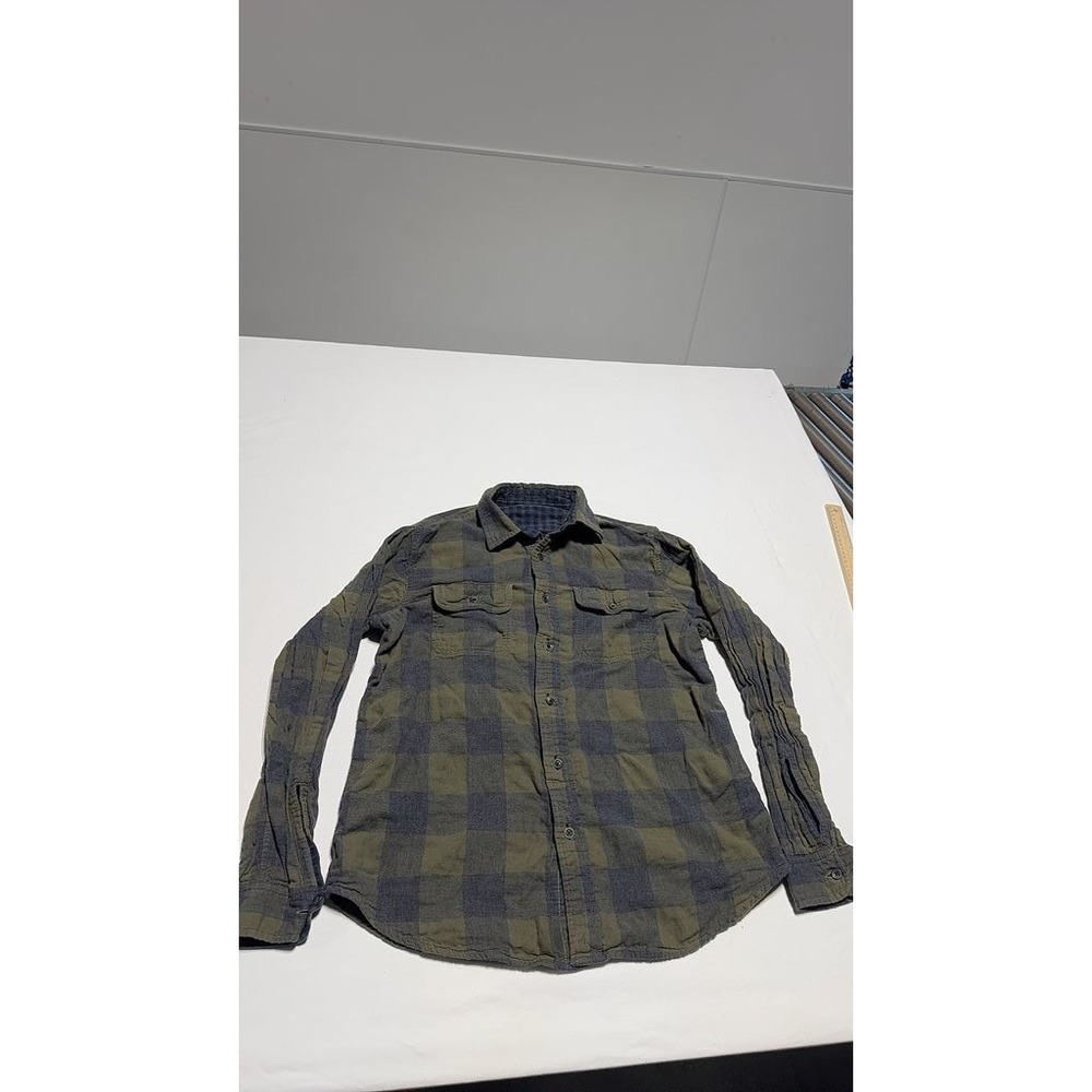 Tailor Vintage Mens Plaid Button-Up Shirt Green Blue Check M